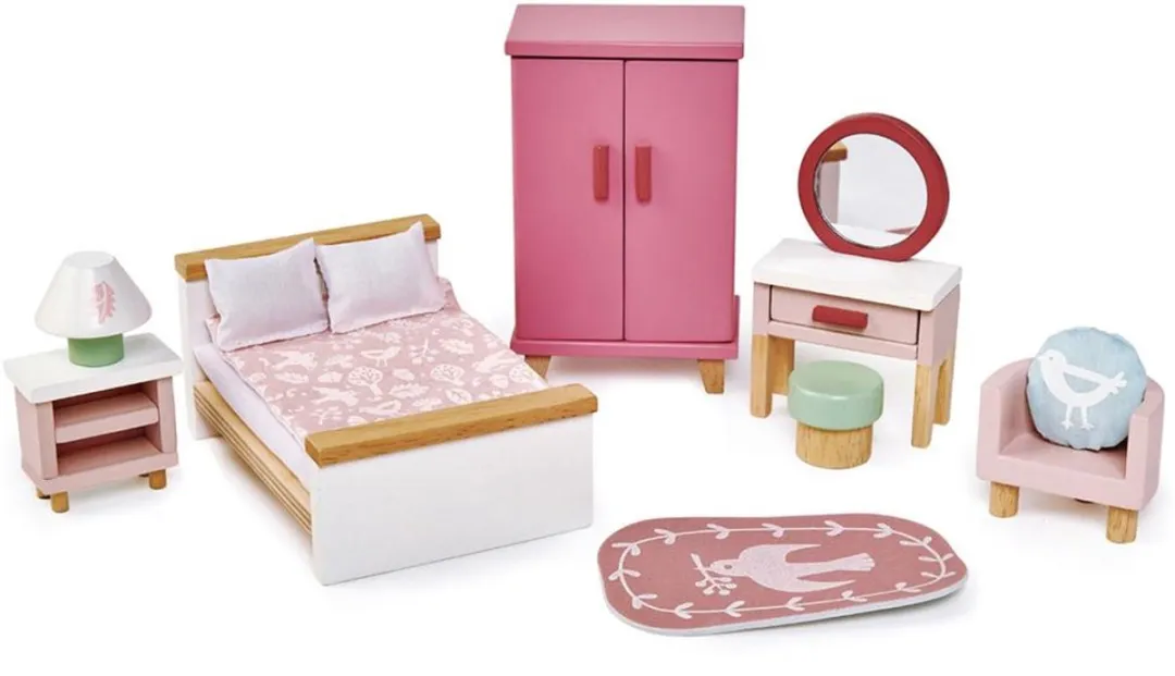 Tender Leaf Toys Poppenhuis Slaapkamer - Zalmroze