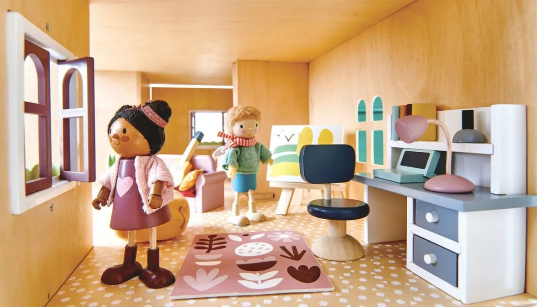 Tender Leaf Toys Poppenhuis Slaapkamer - Zalmroze