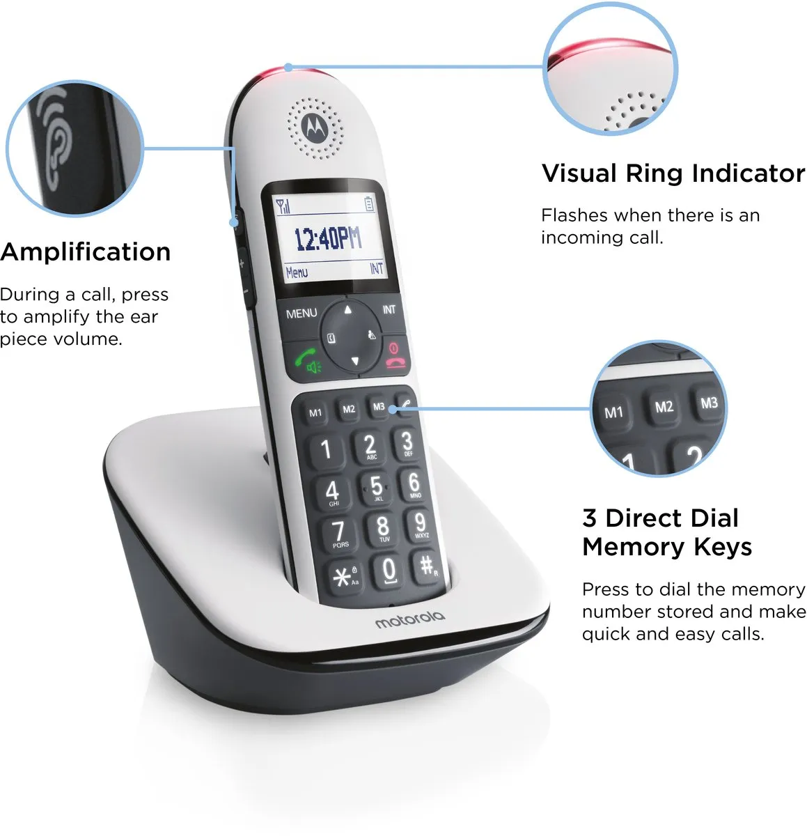Motorola CD5001 Vaste Telefoon - 1 Handset - 750mAh - Wit
