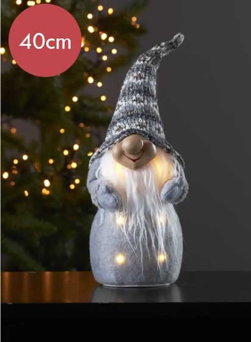 Grote verlichte kerstpop grijs