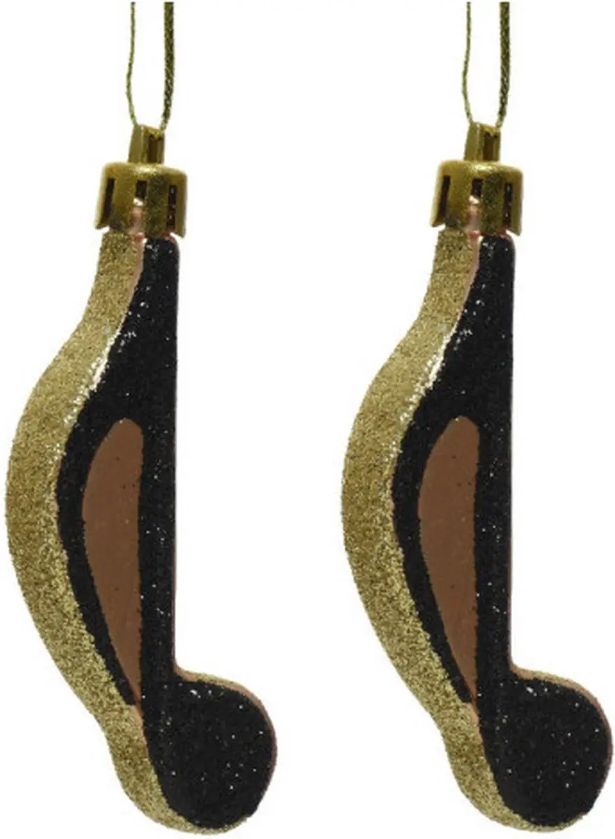 Decoris 9x kerstboomhangers gouden achtste muzieknoten