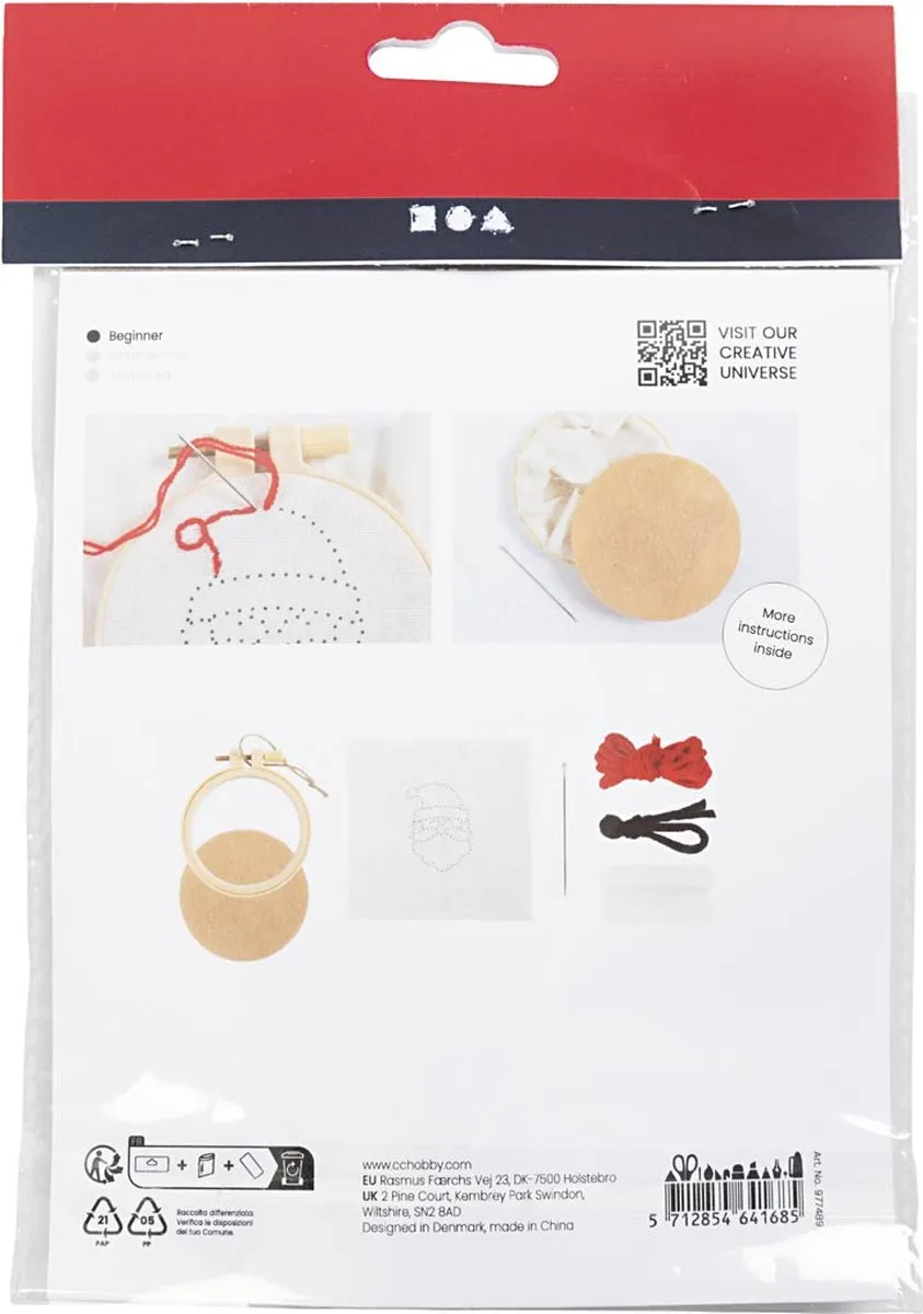 Creativ Company Mini Hobbyset Borduurwerk Kerstman - Multicolor
