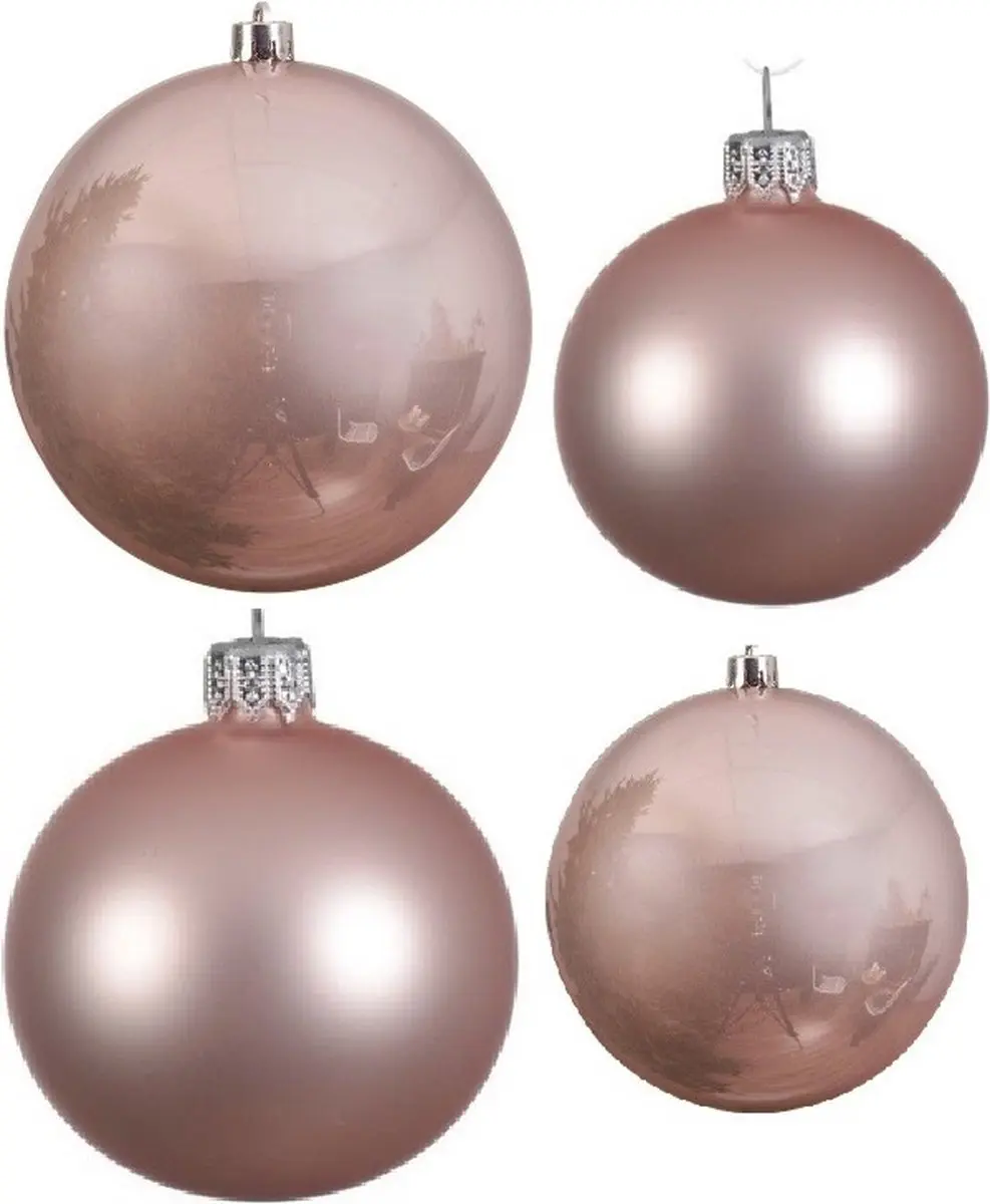 Compleet glazen kerstballen pakket lichtroze glans/mat 38x stuks