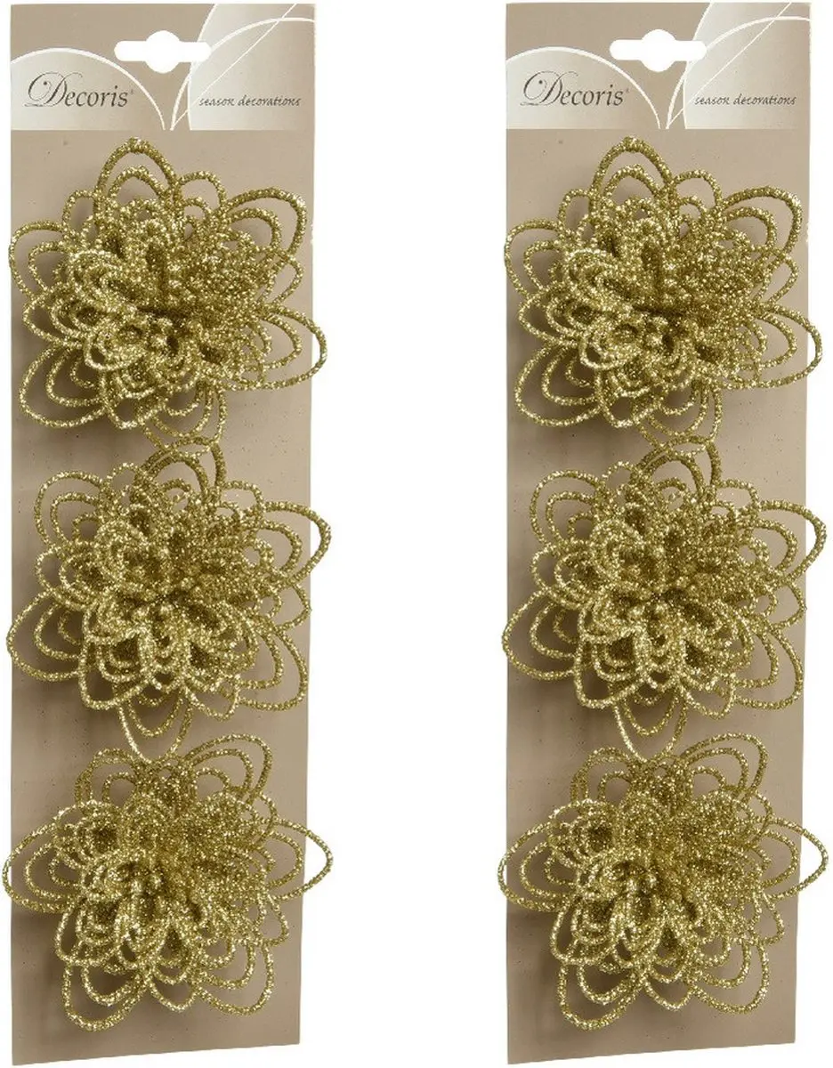 Kerstboomversiering Bloemclip Goud - 3 stuks - afbeelding 2 van 2