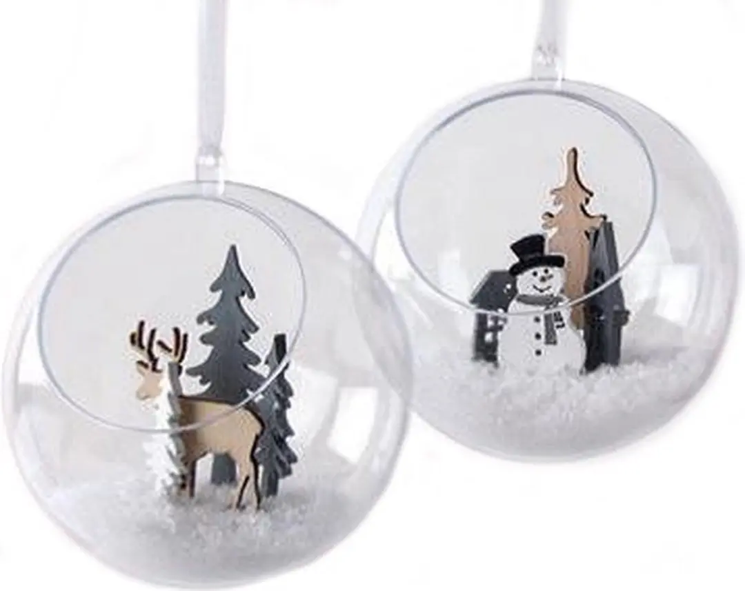 2x stuks transparante Diy open kerstballen 8 cm