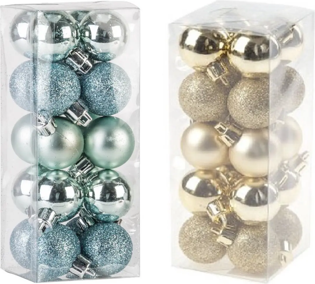 Kleine kunststof kerstversiering 40x stuks set en 3 cm kerstballen in het goud e