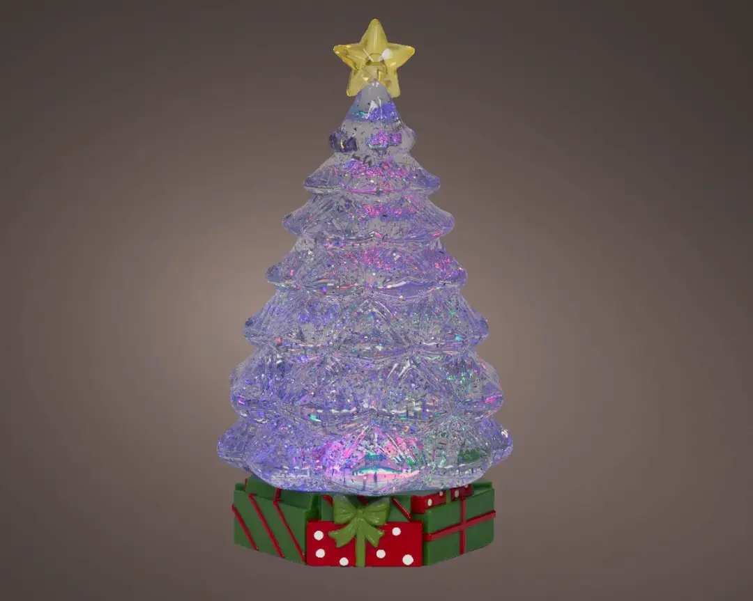 Multicolor LED kerstboom waterspinner met glitters