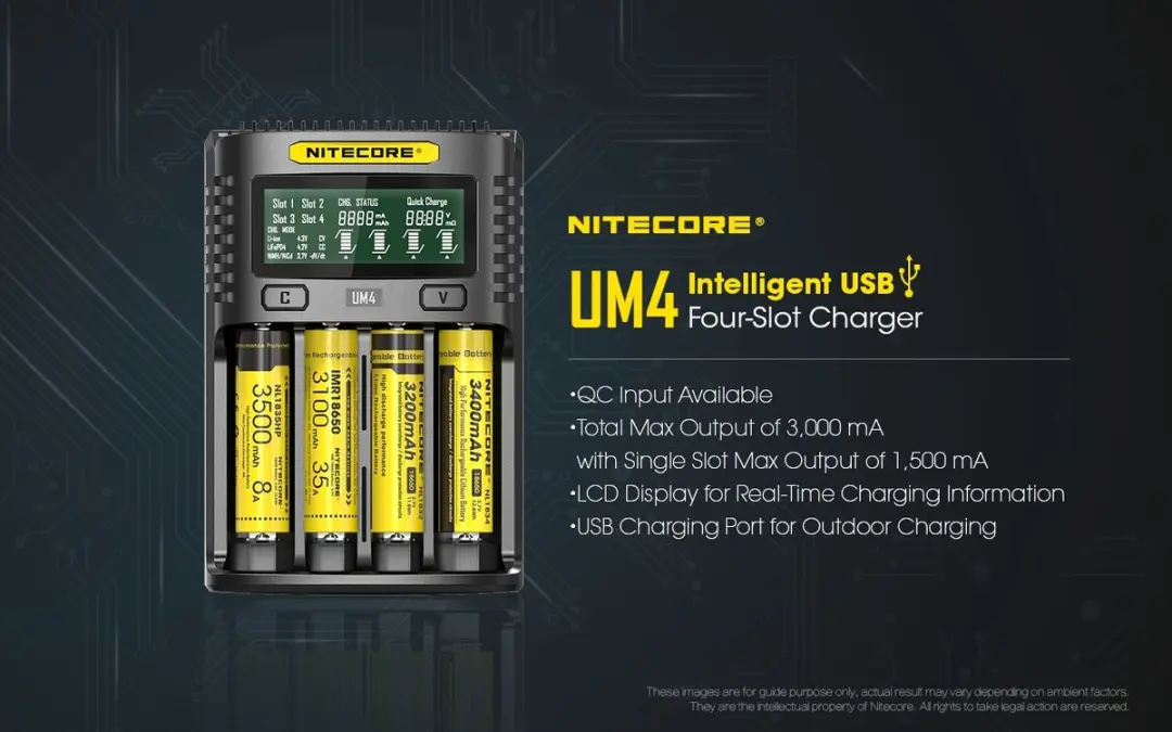 Nitecore UM4 USB Batterijlader - Zwart - afbeelding 4 van 5