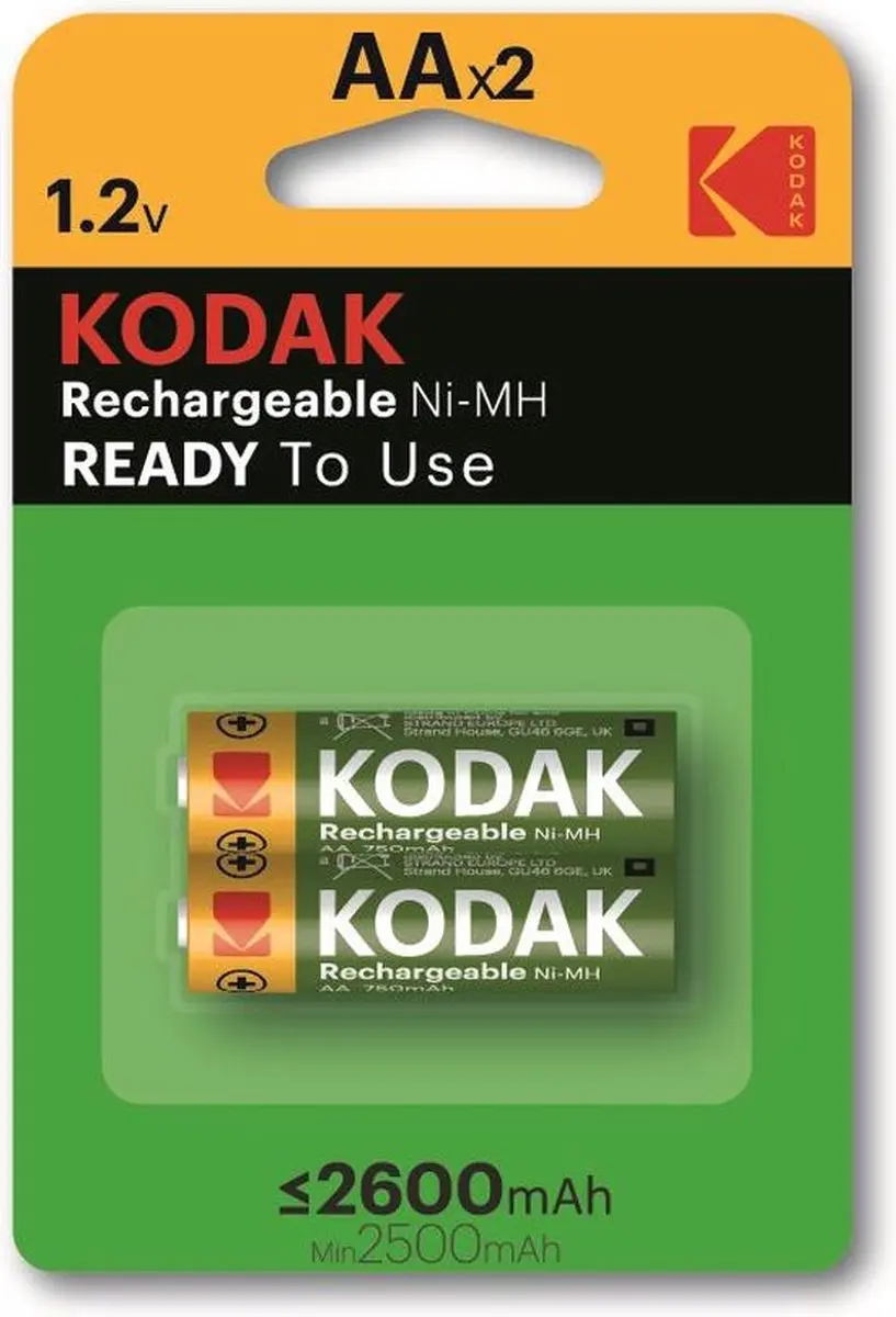 Kodak Oplaadbare Ni-MH AAA Batterij 1000mAh - 2-pak - afbeelding 2 van 4