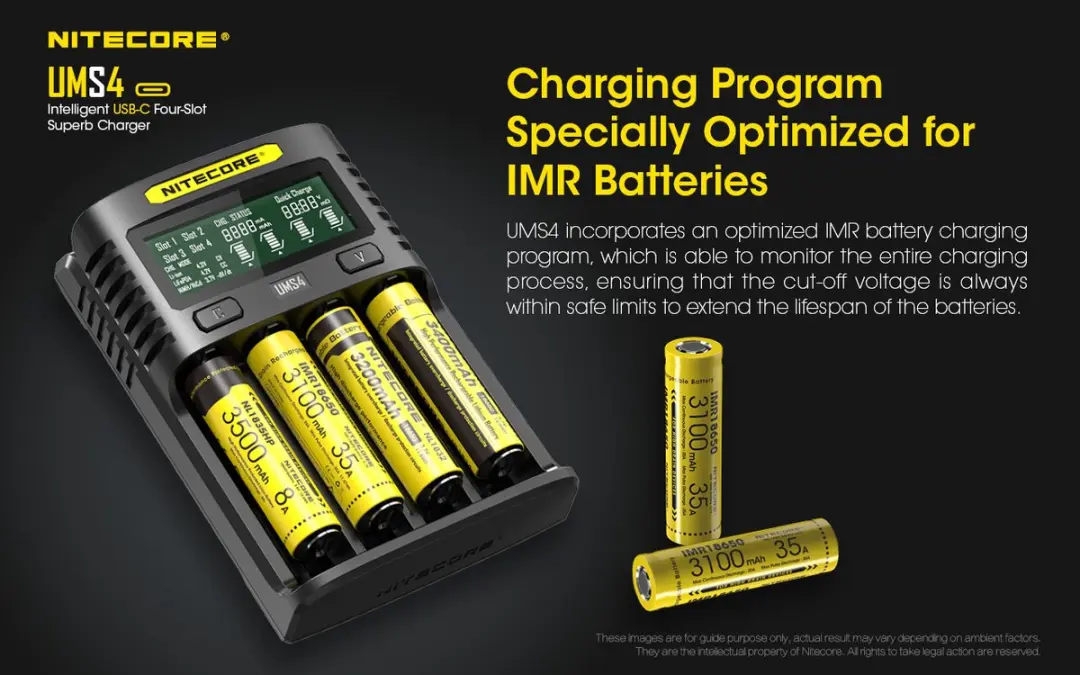 Nitecore UMS4 USB batterijlader - 4 slots - Zwart - afbeelding 6 van 6