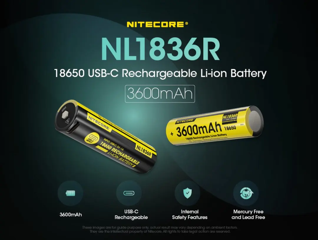 Nitecore NL1836R 18650 Li-Ion accu 3600mAh USB-C - afbeelding 4 van 5