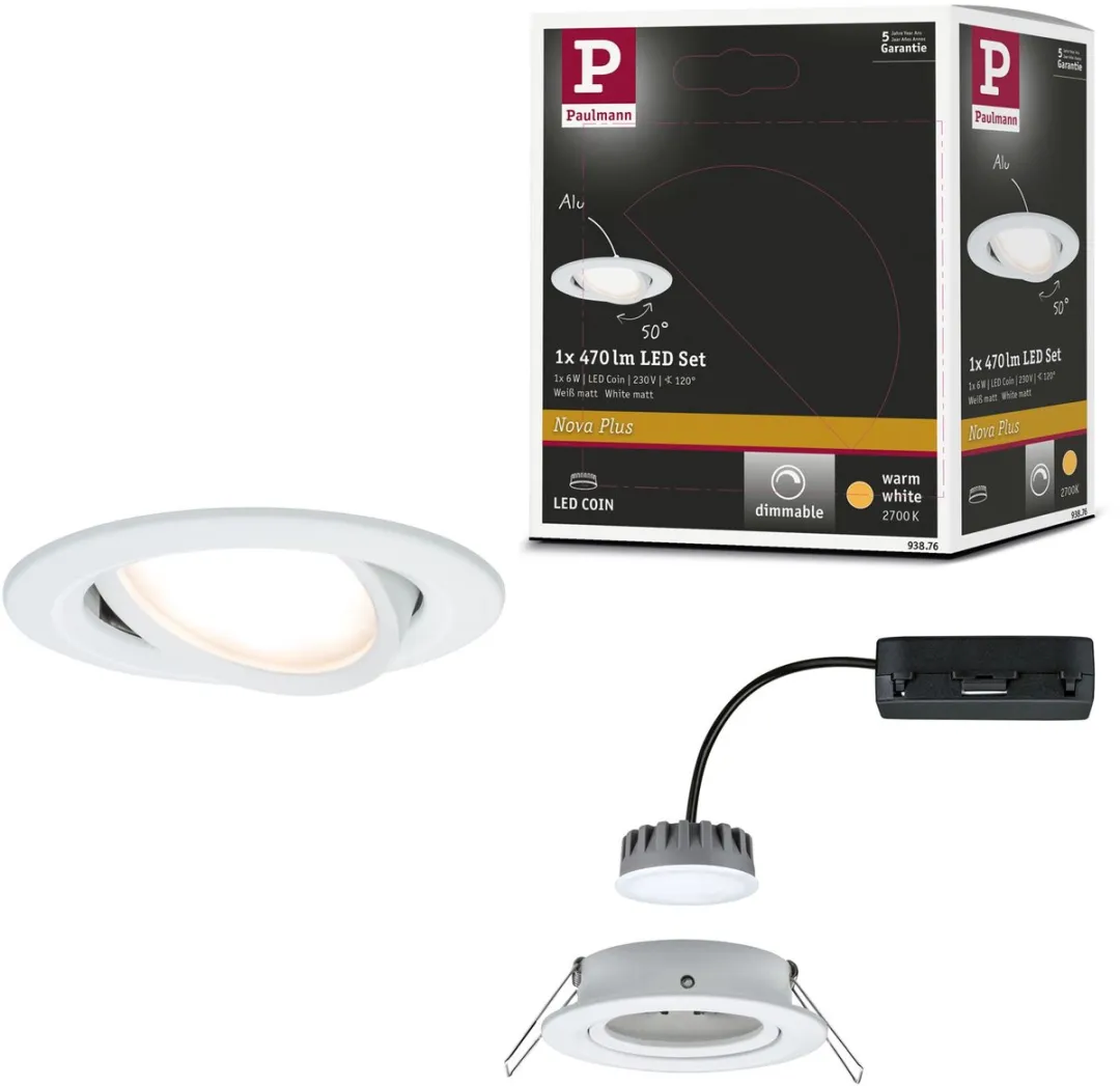 Paulmann Nova Plus Coin LED-inbouwlamp 6W 470lm 2700K