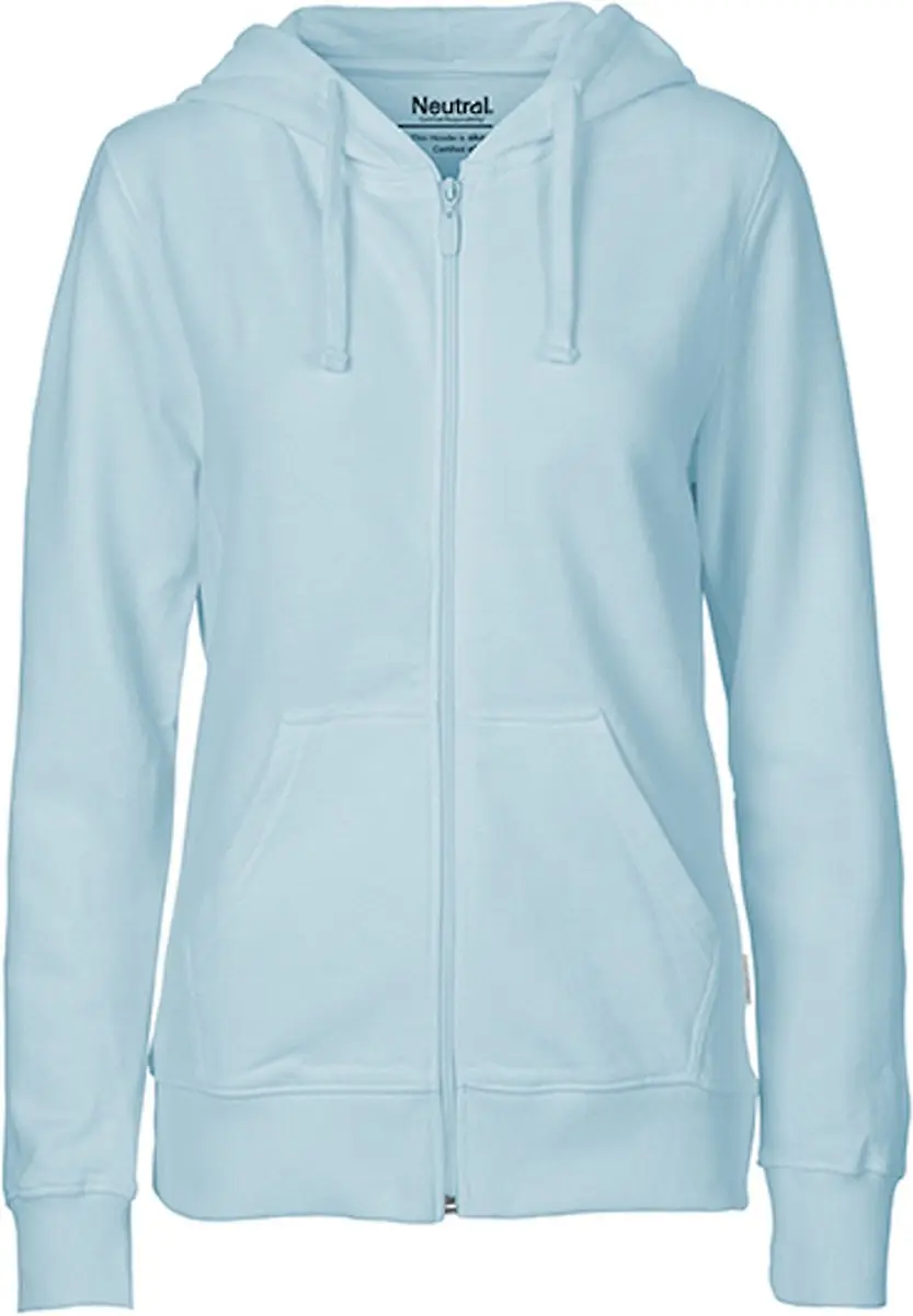 Fairtrade Ladies Zip Hoodie met capuchon Light Blue
