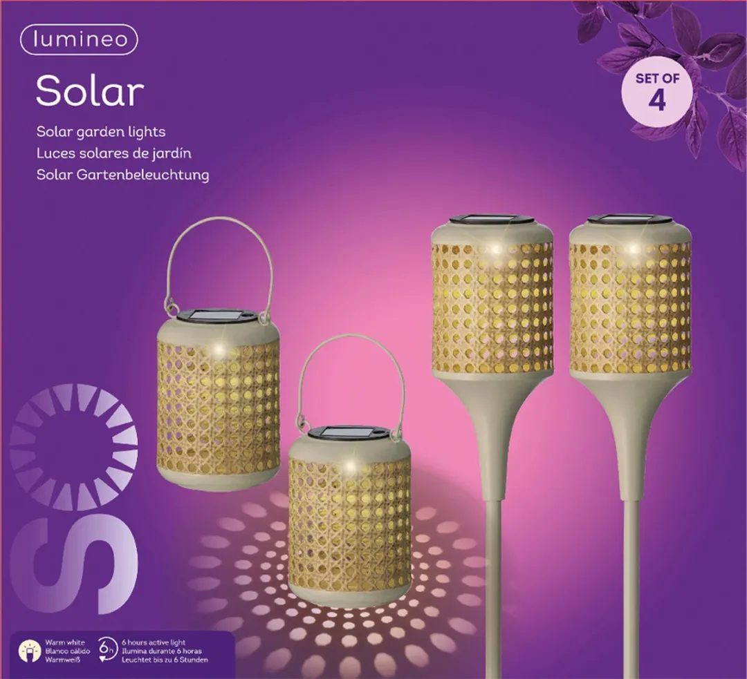Lumineo Solar Set Tuinlamp & Lantaarn - 4 Stuks - afbeelding 6 van 6