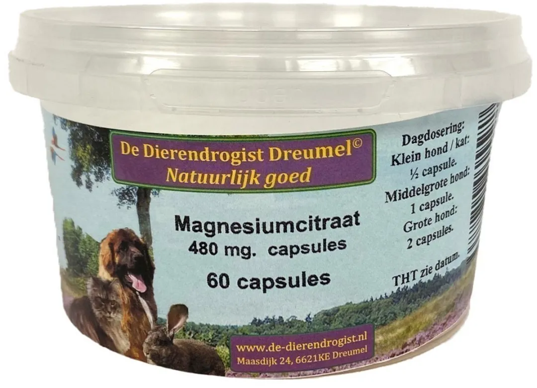 Dierendrogist Magnesium Citraat Capsules 120x480mg