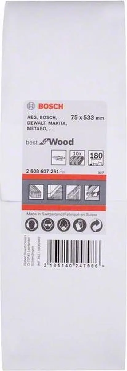 Bosch 2608607261 Schuurband 75x533mm K180 - 10 stuks - afbeelding 5 van 6