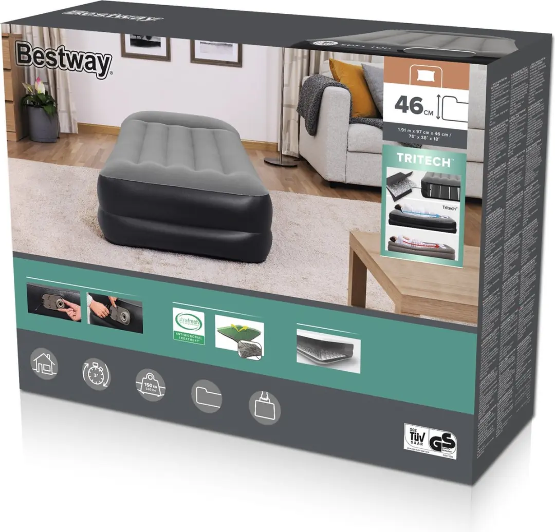 Bestway Luchtbed Tritech 46 cm Single Ac - 191x97x46cm - 1 persoons - afbeelding 4 van 6