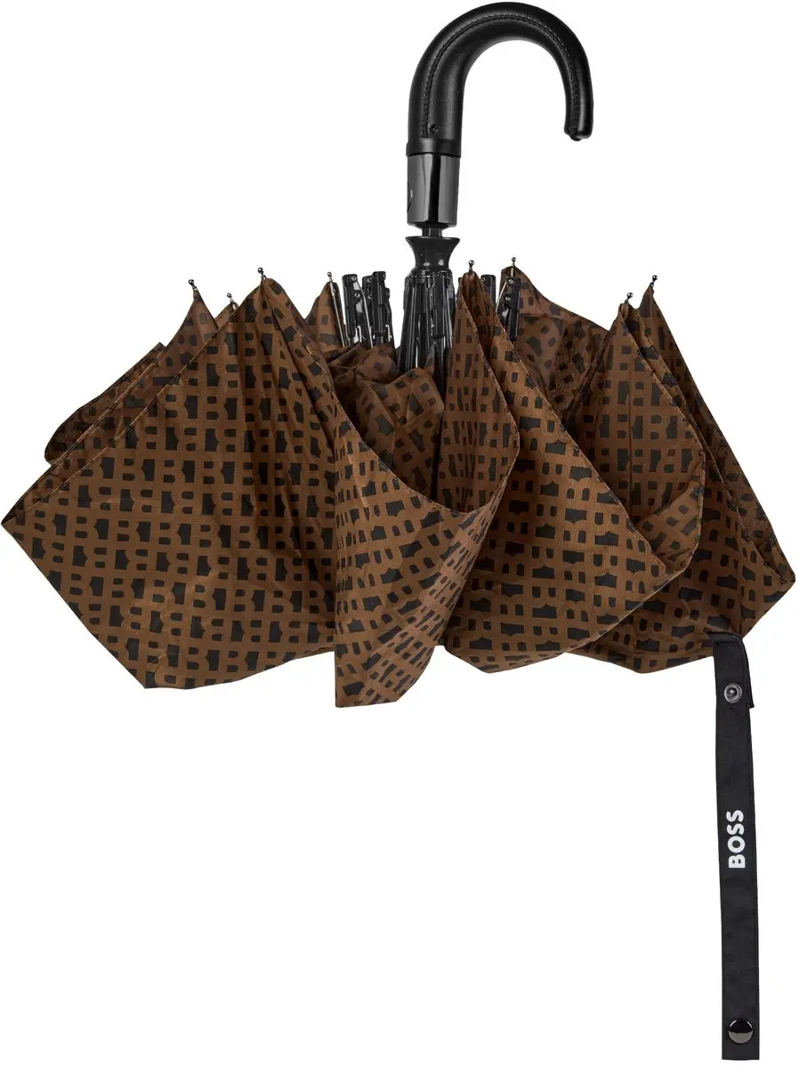 HUGO BOSS Monogramme Pocket Umbrella Paraplu - Camel - afbeelding 5 van 6