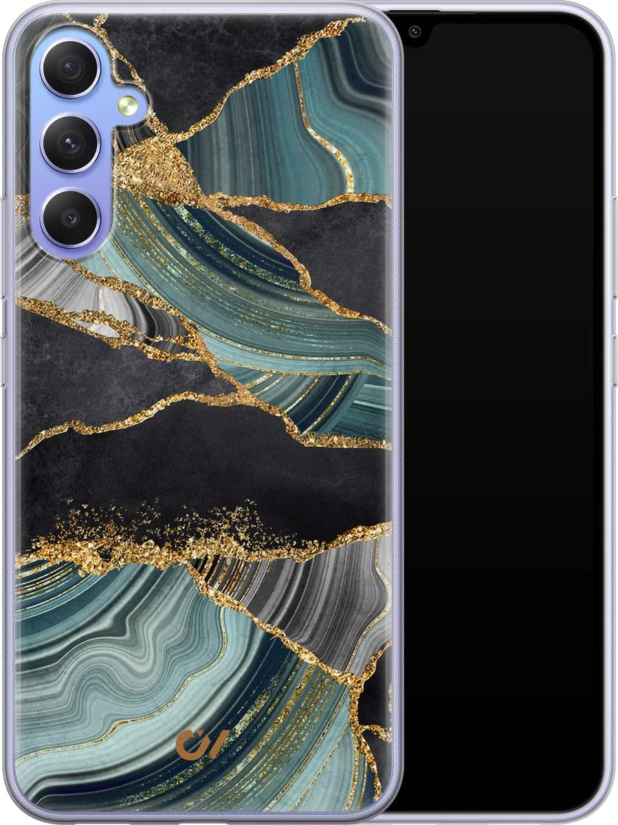 Casevibes Hoesje Samsung Galaxy A34 Marble Jade Stone - Multi