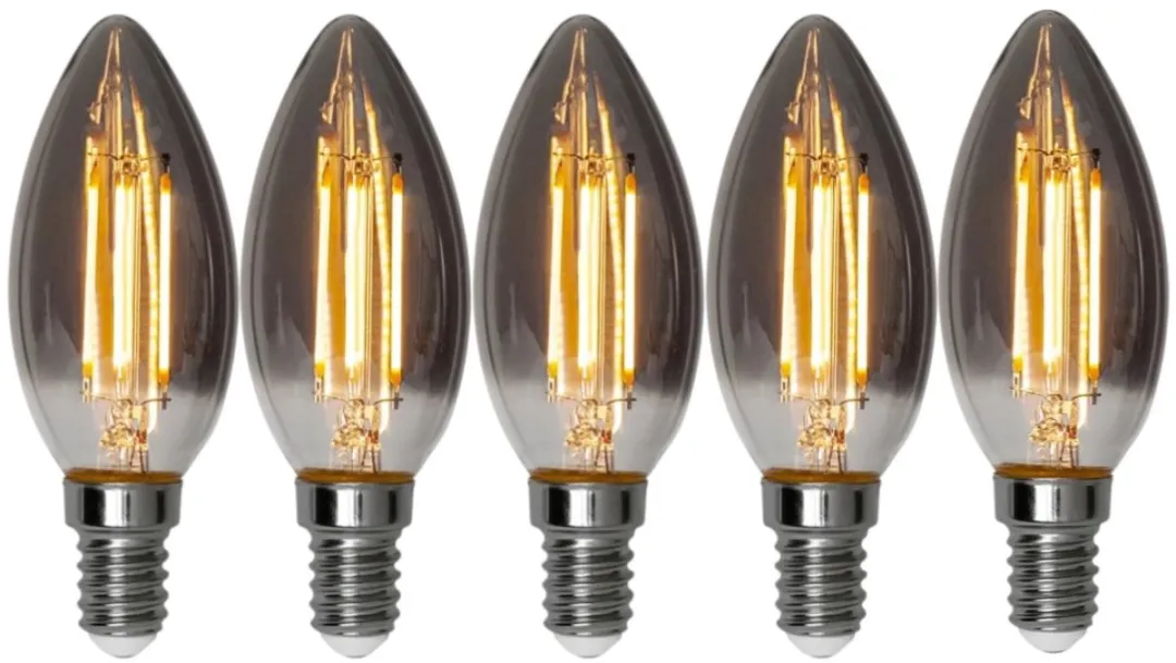 Star Trading Kaarslamp 5-Pack - 2.9W - 2200K - Rookglas