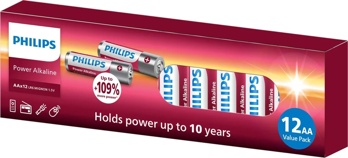 Philips Power AA Batterijen 12 Stuks