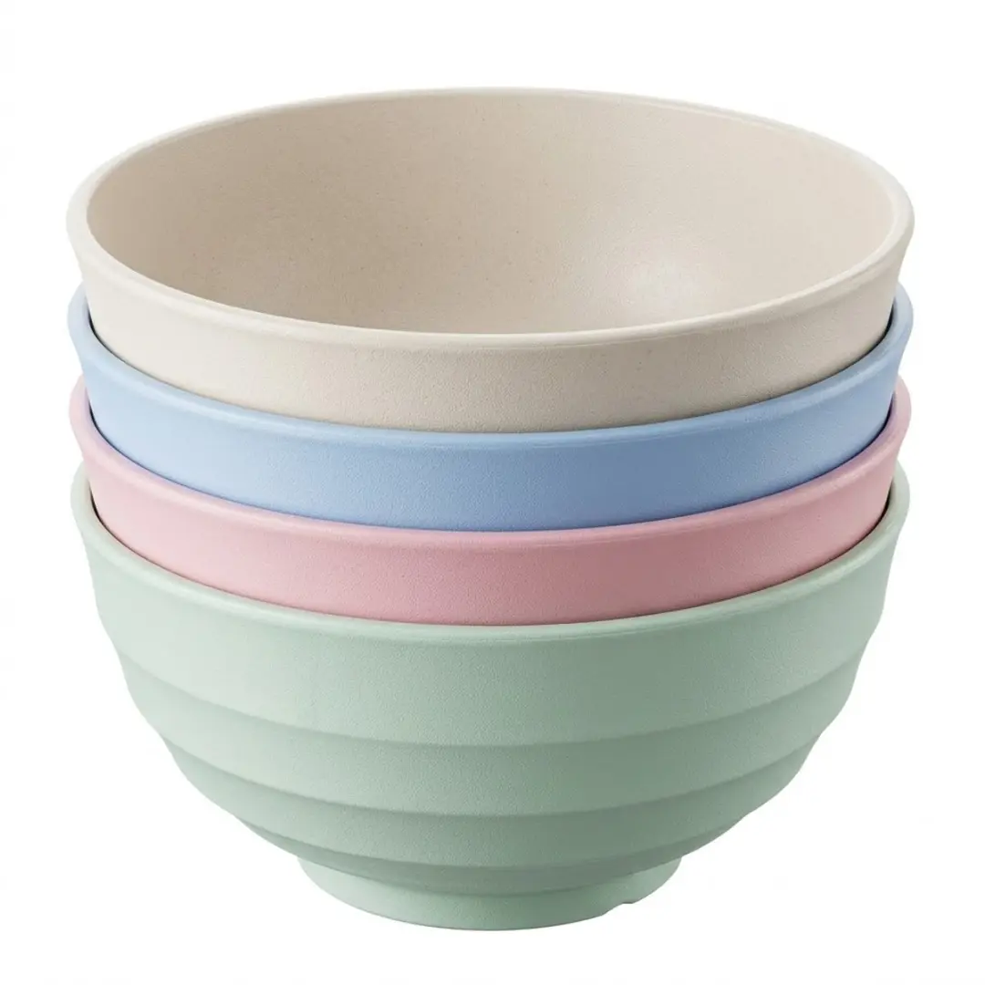 Multicolor camping servies kommen set dames en heren 4 delige PP ontbijtkommen s