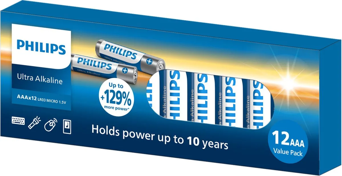Philips Ultra Alkaline AAA Batterijen LR03