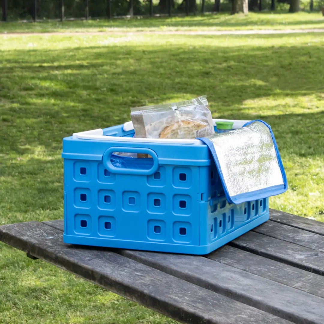Sunware Square Vouwkrat 32L met Koeltas - Blauw - afbeelding 6 van 6