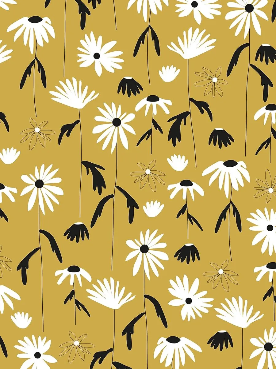 Decopatch Texture Papier A3 Beige met Witte/Zwarte Bloemen