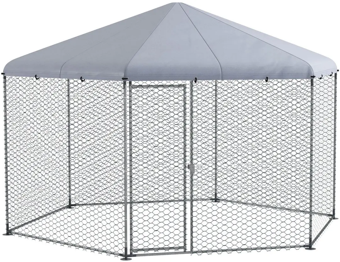 PawHut Freilaufgehege Hühnerstall 400 x 346 x 263 cm aus Stahl, Hühnerkäfig m