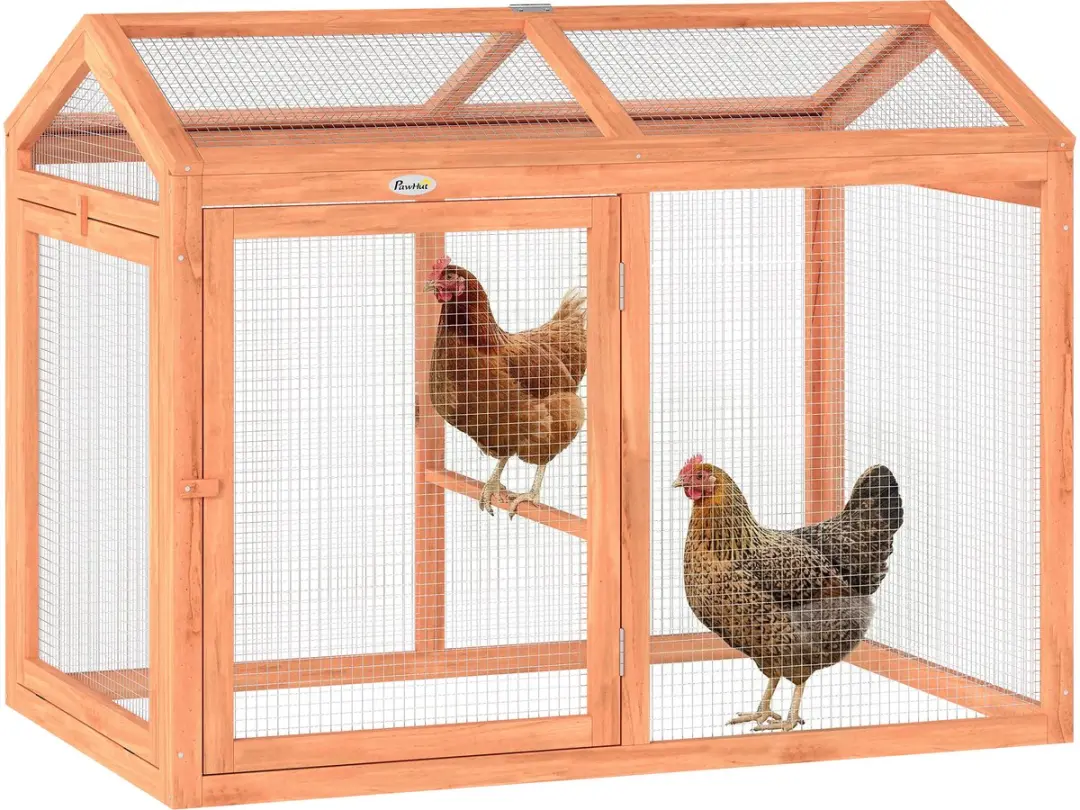 PawHut Chicken Coop-Grenenhout, metaal-104L x 70,5B x 84H cm-Oranje