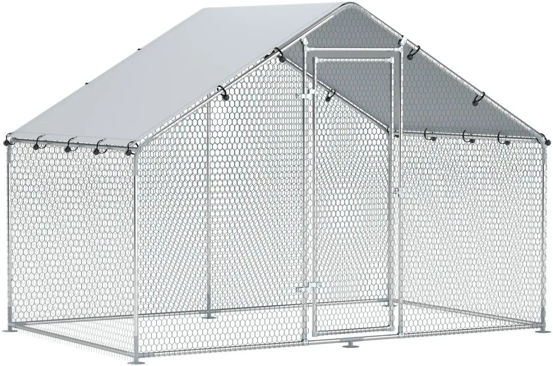 PawHut Hühnerstall 3x1,7x1,9 m, Freilaufgehege für Hühner Kaninchen Meerschwe