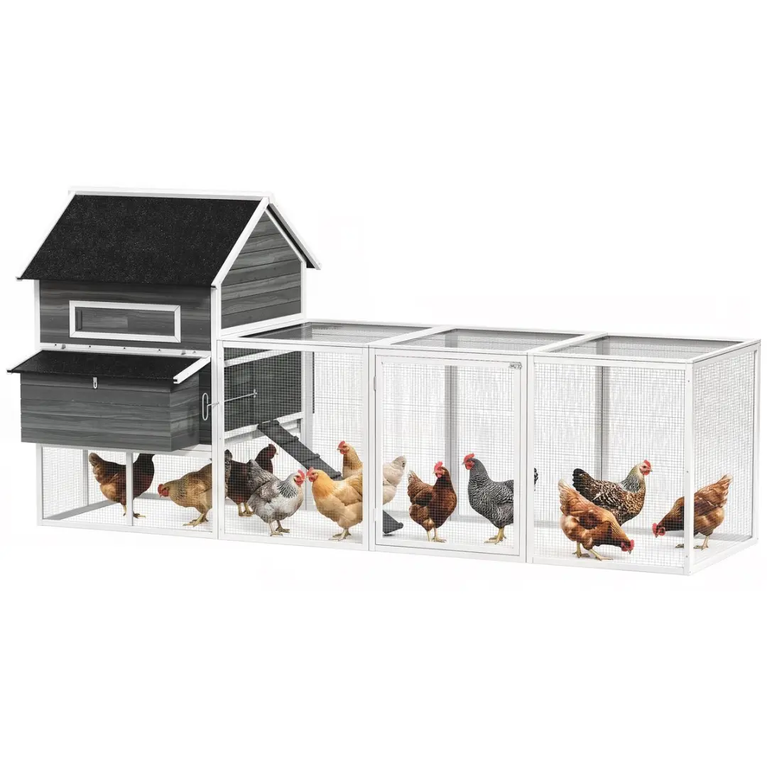 Pawhut Kippenhok-Grenenhout-347L x 160B x 150H cm-Donkergrijs