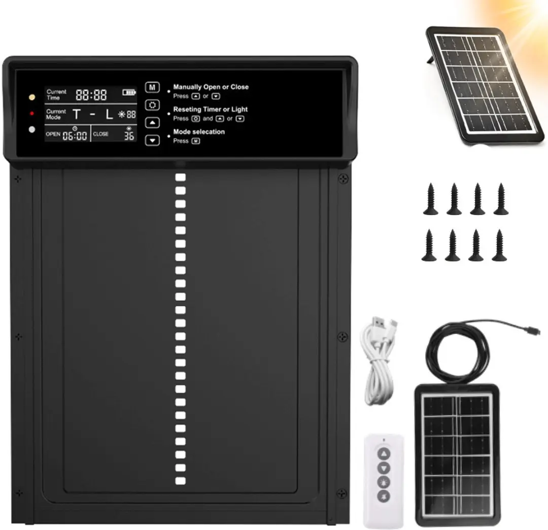 ECTEATOY® automatische-kippenhokdeur-kippenluik-werkt-op-zonne-energie-timer-ha