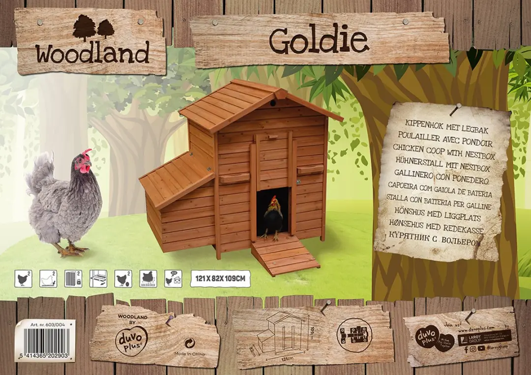 Woodland Kippenhok GOLDIE - 121x81.6x109cm - Bruin/Rood - afbeelding 2 van 3