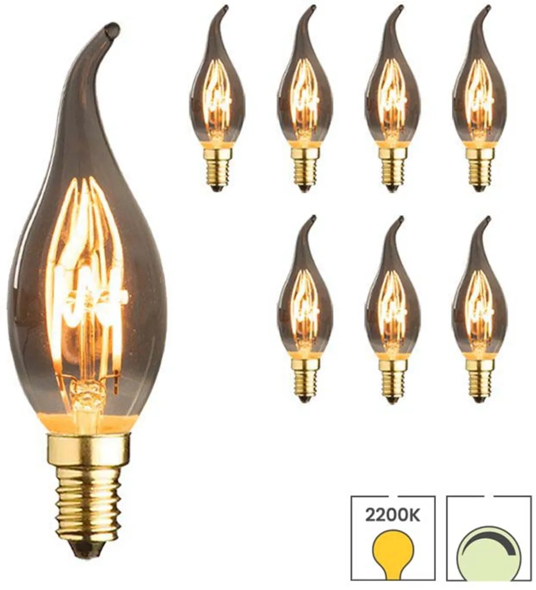 Lybardo E14 Kaarslamp 2W 8-pack