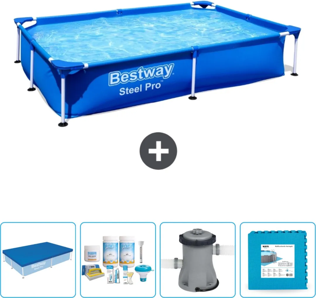 Bestway Steel Pro Zwembad 221x150x43cm Blauw - 1200L - afbeelding 2 van 6