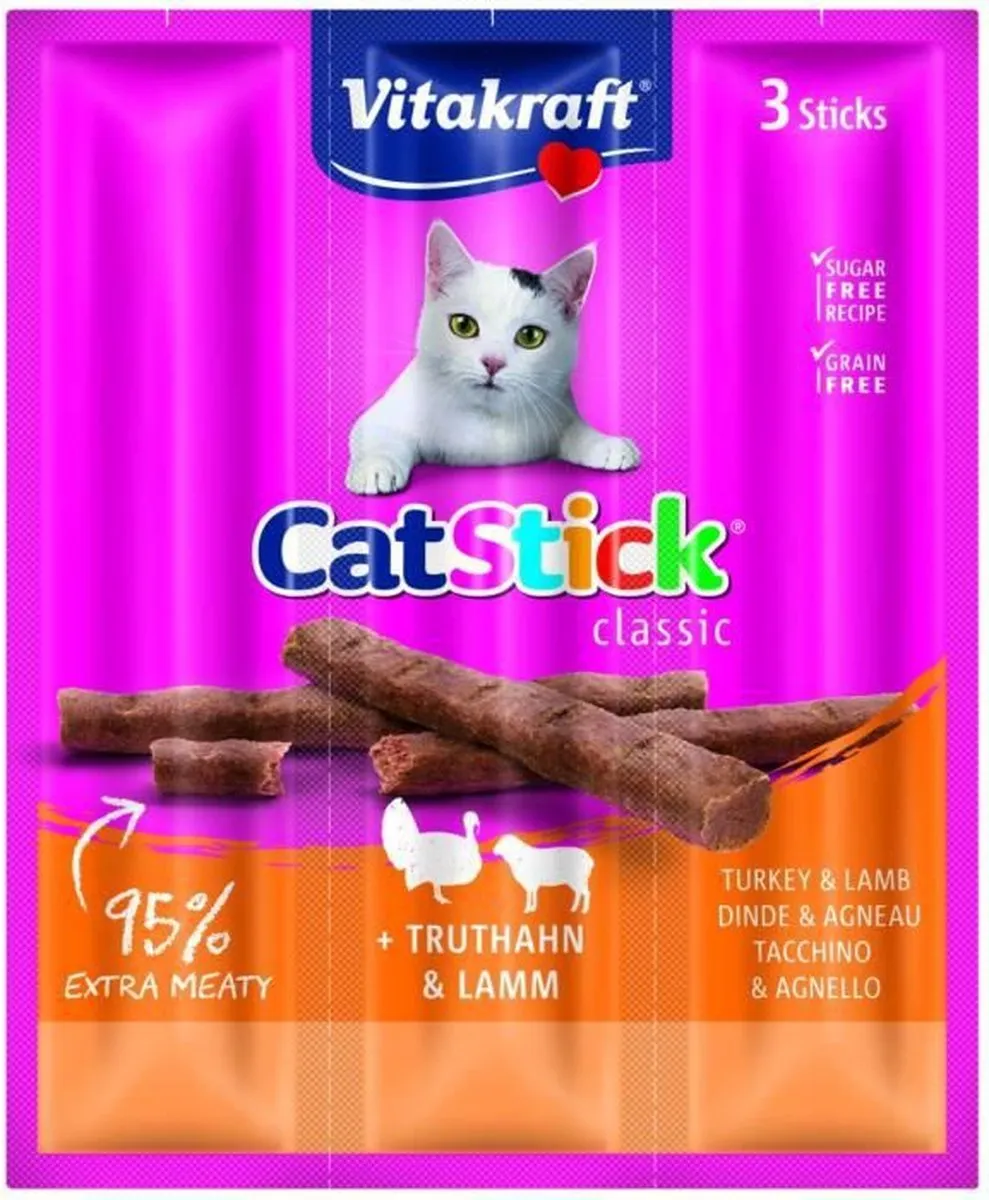 Vitakraft Cat-Stick Mini Kalkoen met Lam - 60 Stuks