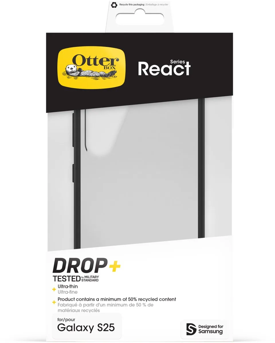 OtterBox React Backcover S25 - Zwart & Transparant