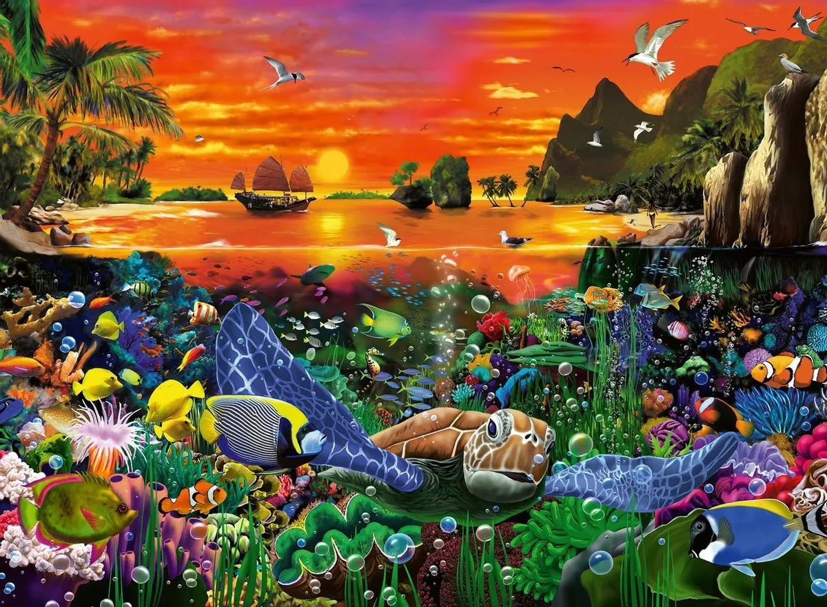Ravensburger Schildpad in het Rif Legpuzzel 500 Stuks - Multicolor