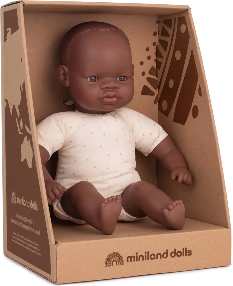Miniland Babypop Afrikaans Stoffelijk Lijfje 32cm - Multicolor