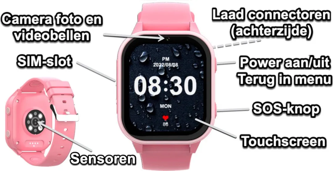 GPSHorlogeKids Edge Pro GPS Horloge - Roze - 600mAh