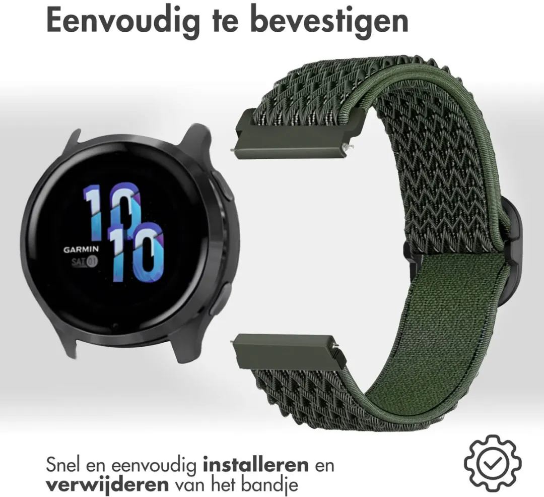 Imoshion Elastisch Nylonbandje 22mm - Smartwatch - Donkergroen