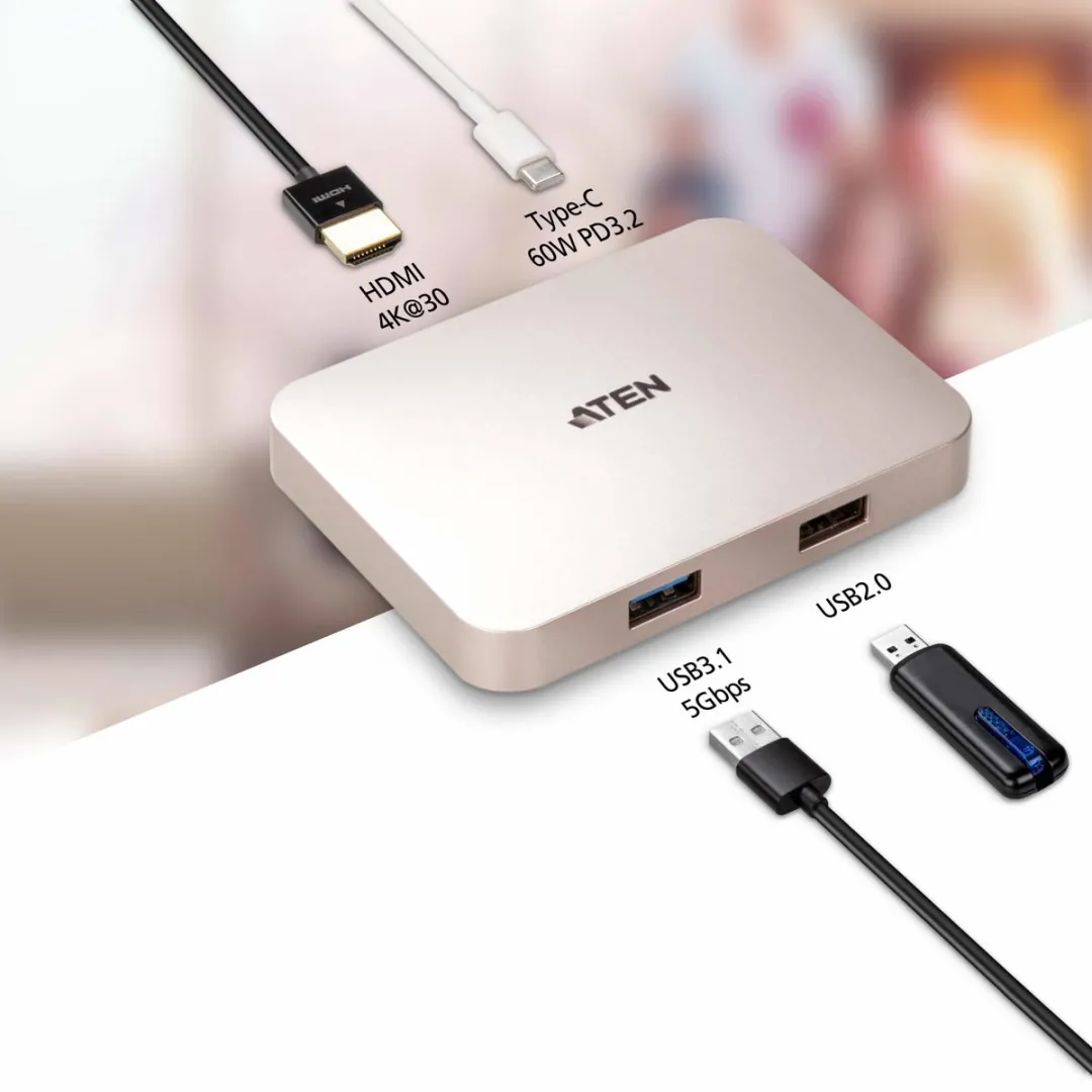 Aten UH3235 USB-C Mini Dock 4K - Rosegoud
