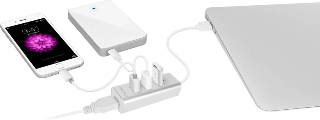 Macally U3HUBA USB-A 3.0 Hub - 4 Poorten - Zilver