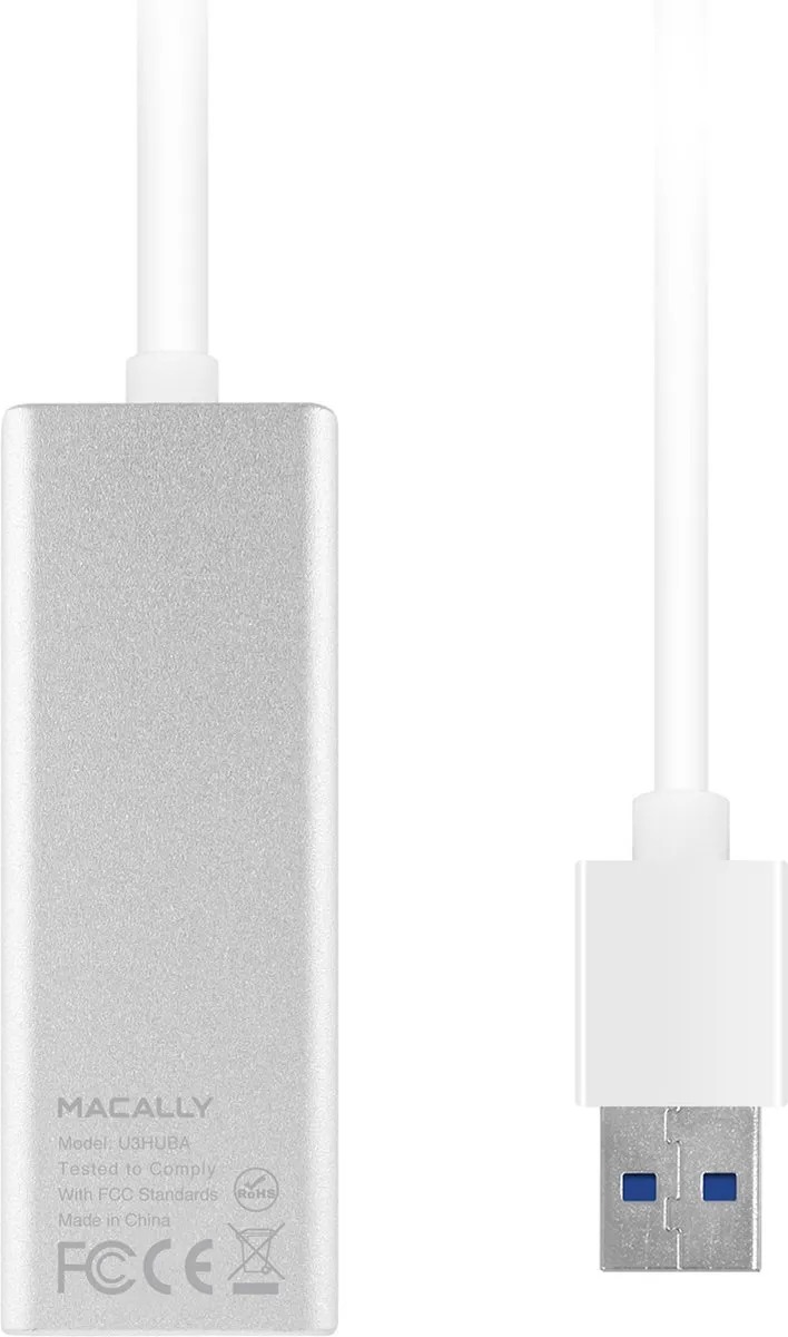 Macally U3HUBA USB-A 3.0 Hub - 4 Poorten - Zilver - afbeelding 6 van 6