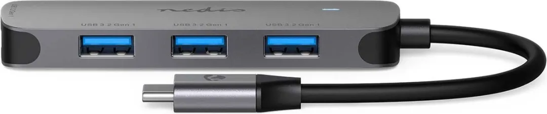 Nedis USB-Hub CCGB64220GY01 - 4 Poorten USB 3.2 - Grijs