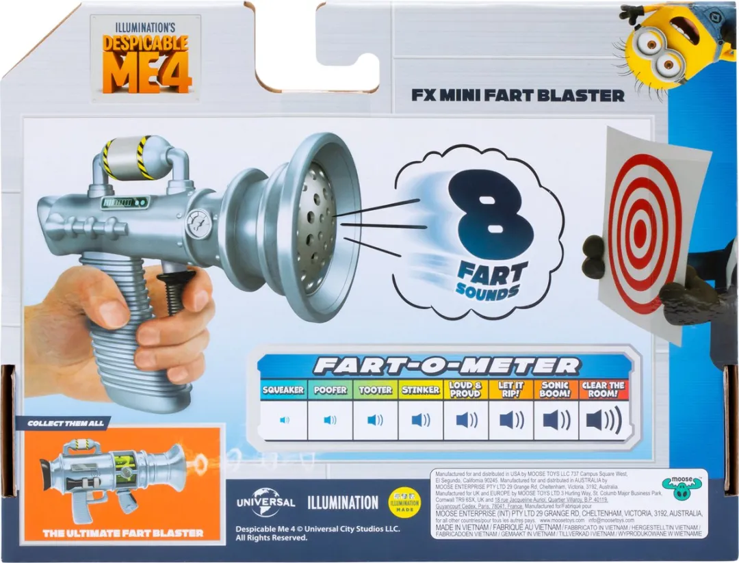 Moose Toys Despicable Me 4 Mini Fart Blaster MS59290 - 8 Geluiden - Blauw