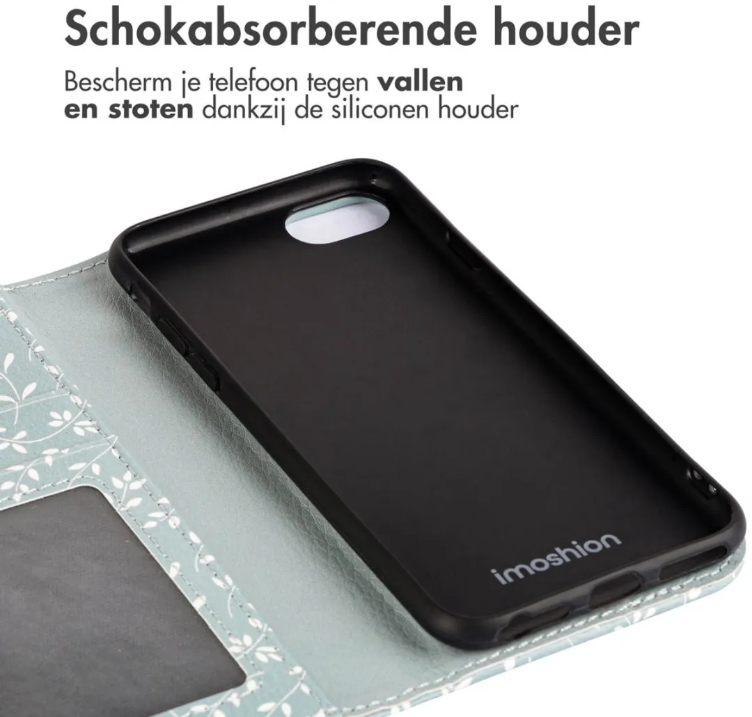 Imoshion Hoesje iPhone SE/8/7/6s/6 - Smoke Green Flowers - 3 Pasjes