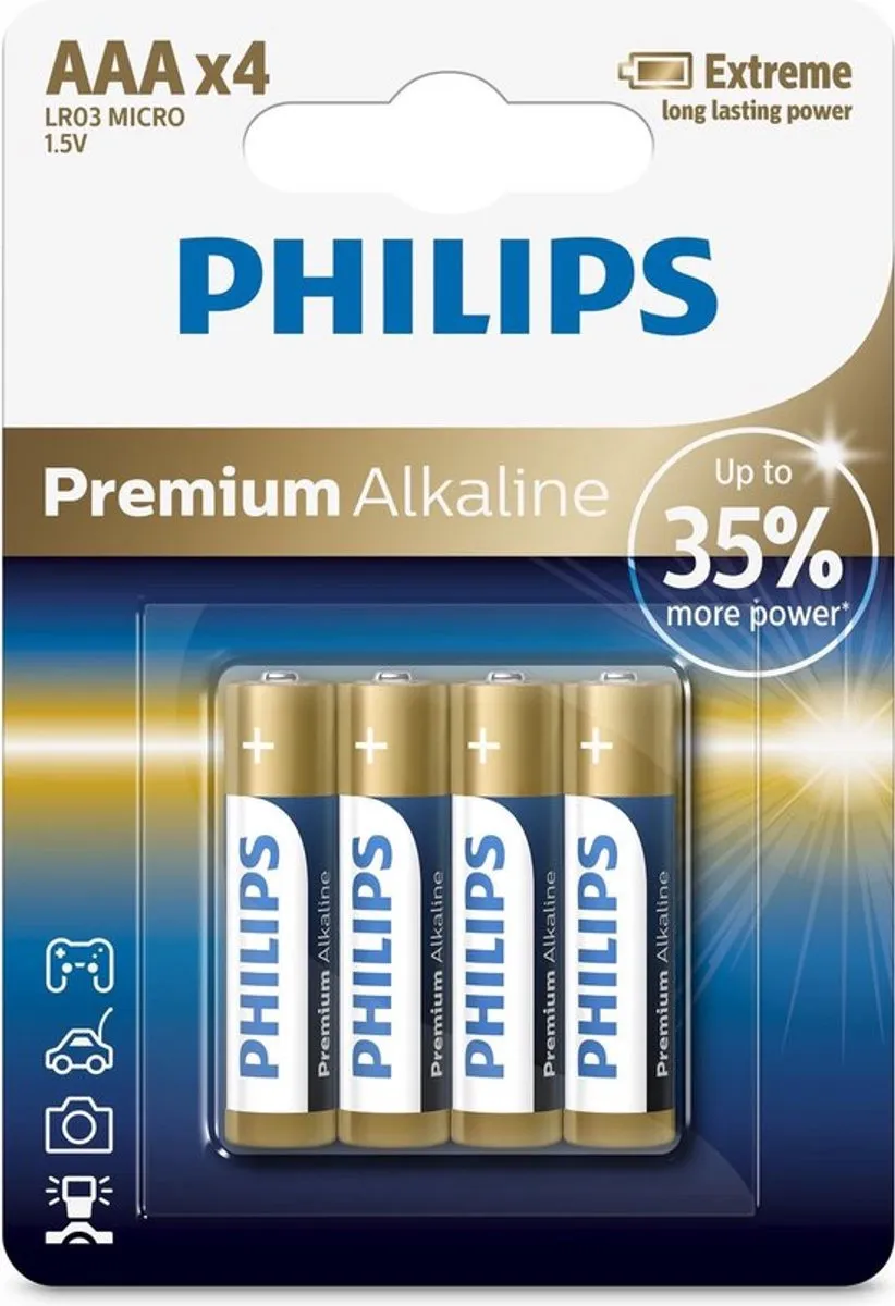 Philips AAA LR03M4B/1 Batterijen - 4 Stuks